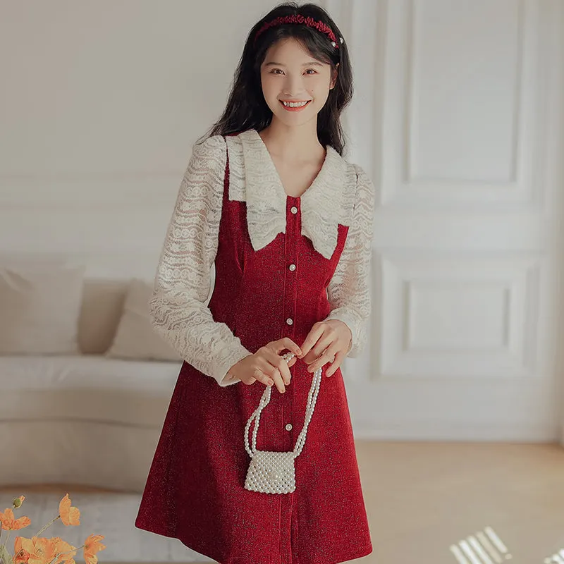 Lace Bow Sweater Dress Maxct