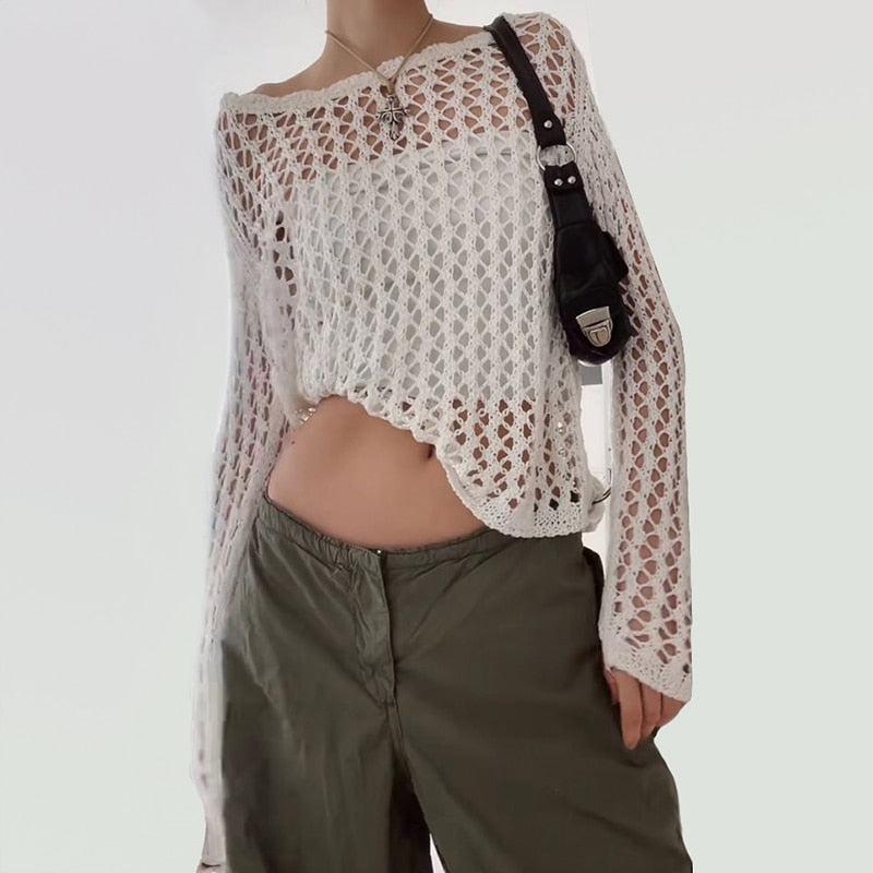 Maxct &Long Sleeve Fishnet Top