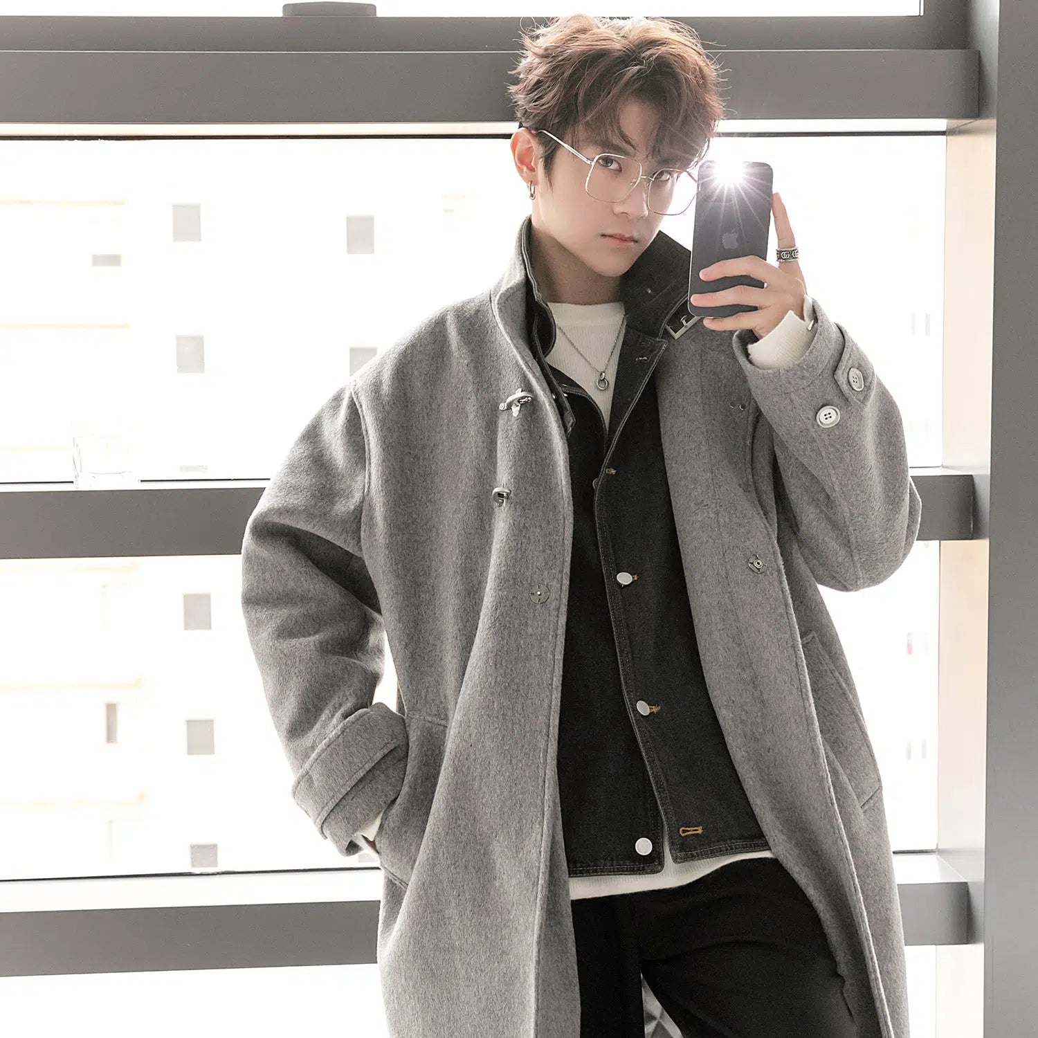 Maxct Stitched Long Two-piece Wool Coat