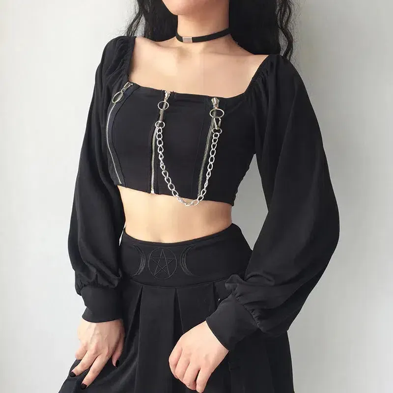 Maxct &Chain Detailed Square Neck Crop Top