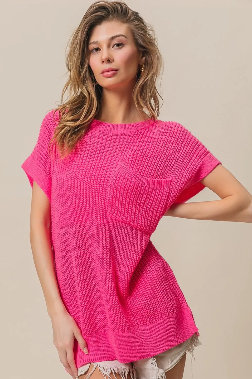 Maxct &BiBi Patch Pocket Short Sleeve Sweater