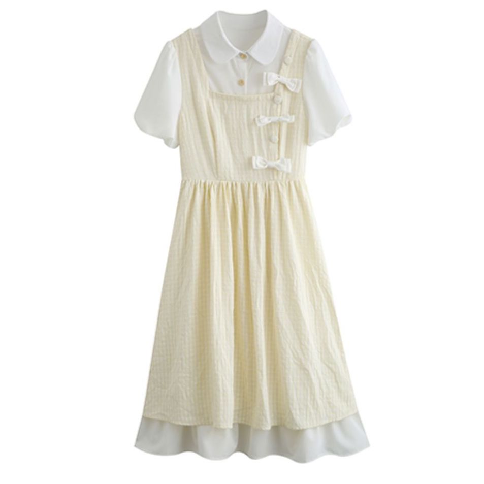 Gingham Bows Twofer Dress Maxct