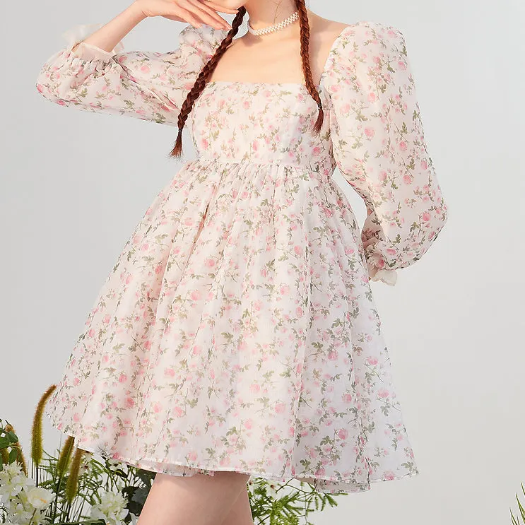 Rose Tea Reversible Mini Puff Dress Maxct