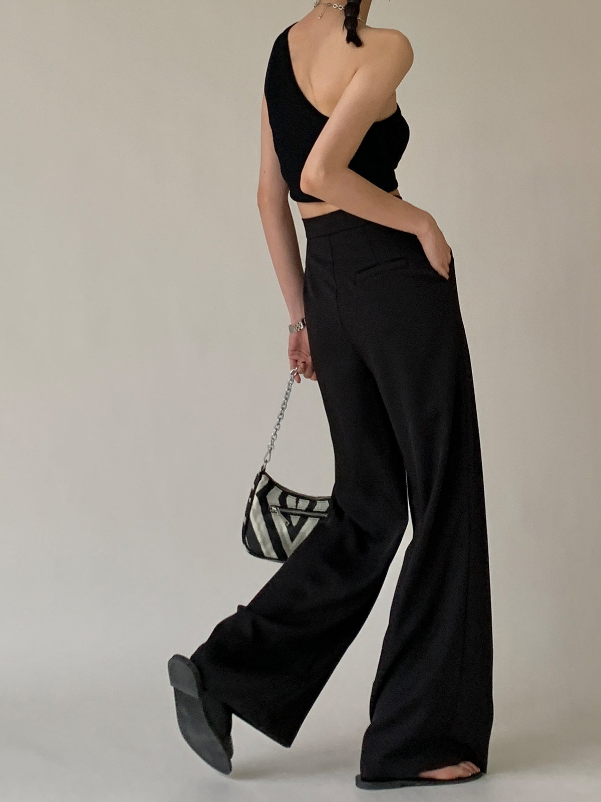 Maxct Tie Waist Flowy Wide Leg Dress Pants
