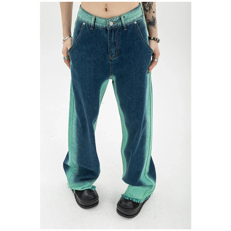Baggy Jeans - High Waisted Gradient Color Maxct