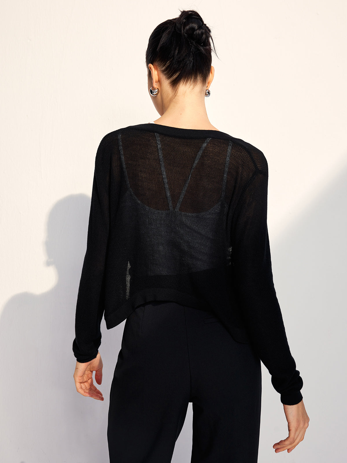 Maxct-Fall Casual Outfits Bat Sleeve Hollow Cardigan