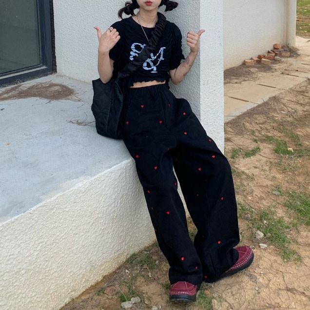 Vintage Red Hearts Pants Maxct
