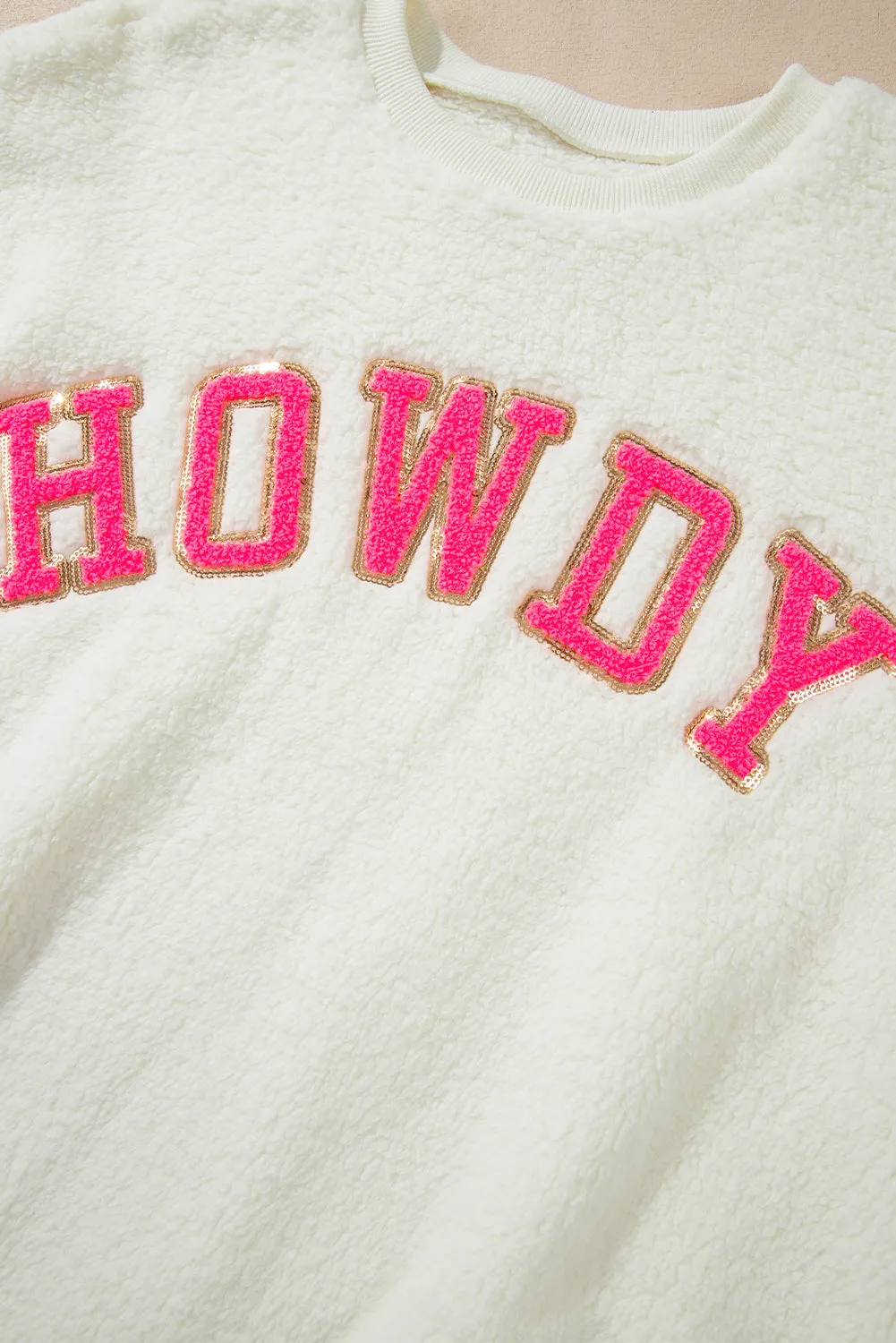 Maxct &HOWDY Patched Round Neck Sherpa Sweatshirt