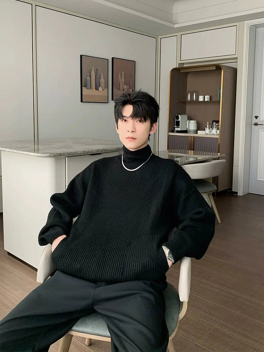 Maxct Pleated Turtleneck Bottoming Sweater
