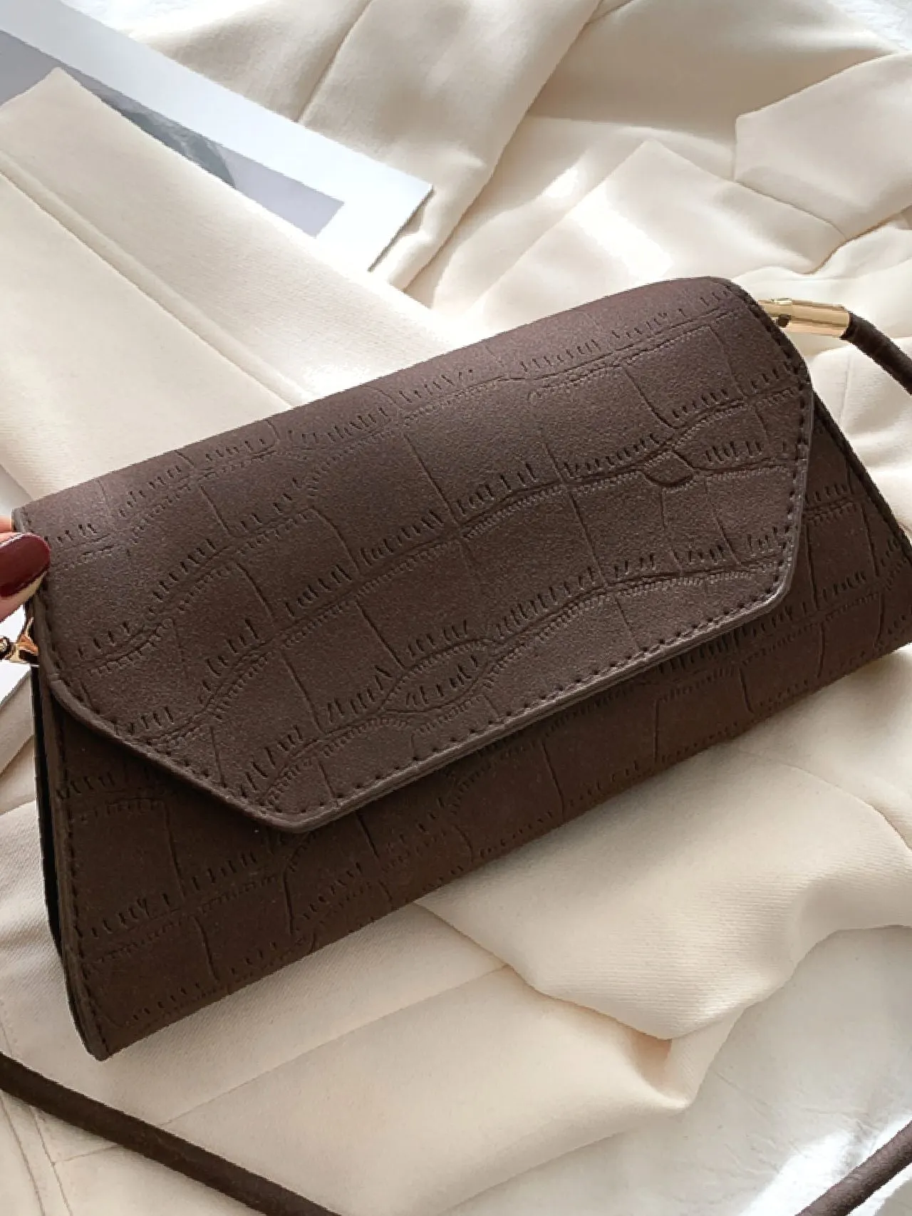 Bag For Love - Crocodile Embossed Flap Novelty Bag  - Women Maxct Bags