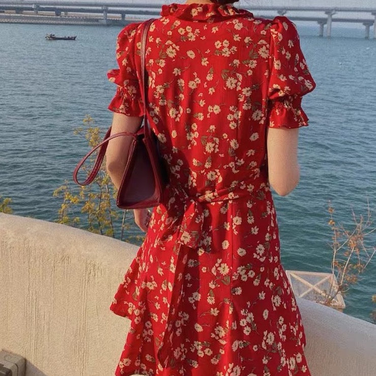 Floral Blossom Puff Sleeve Dress Maxct