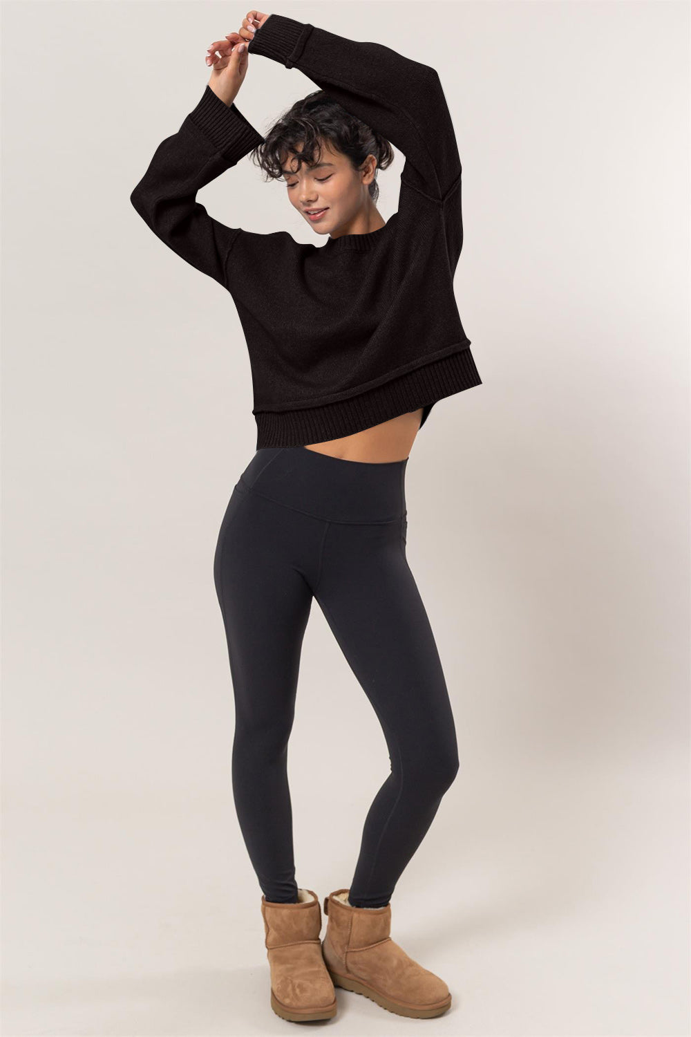 Maxct &HYFVE Round Neck Dropped Shoulder Ribbed Sweater
