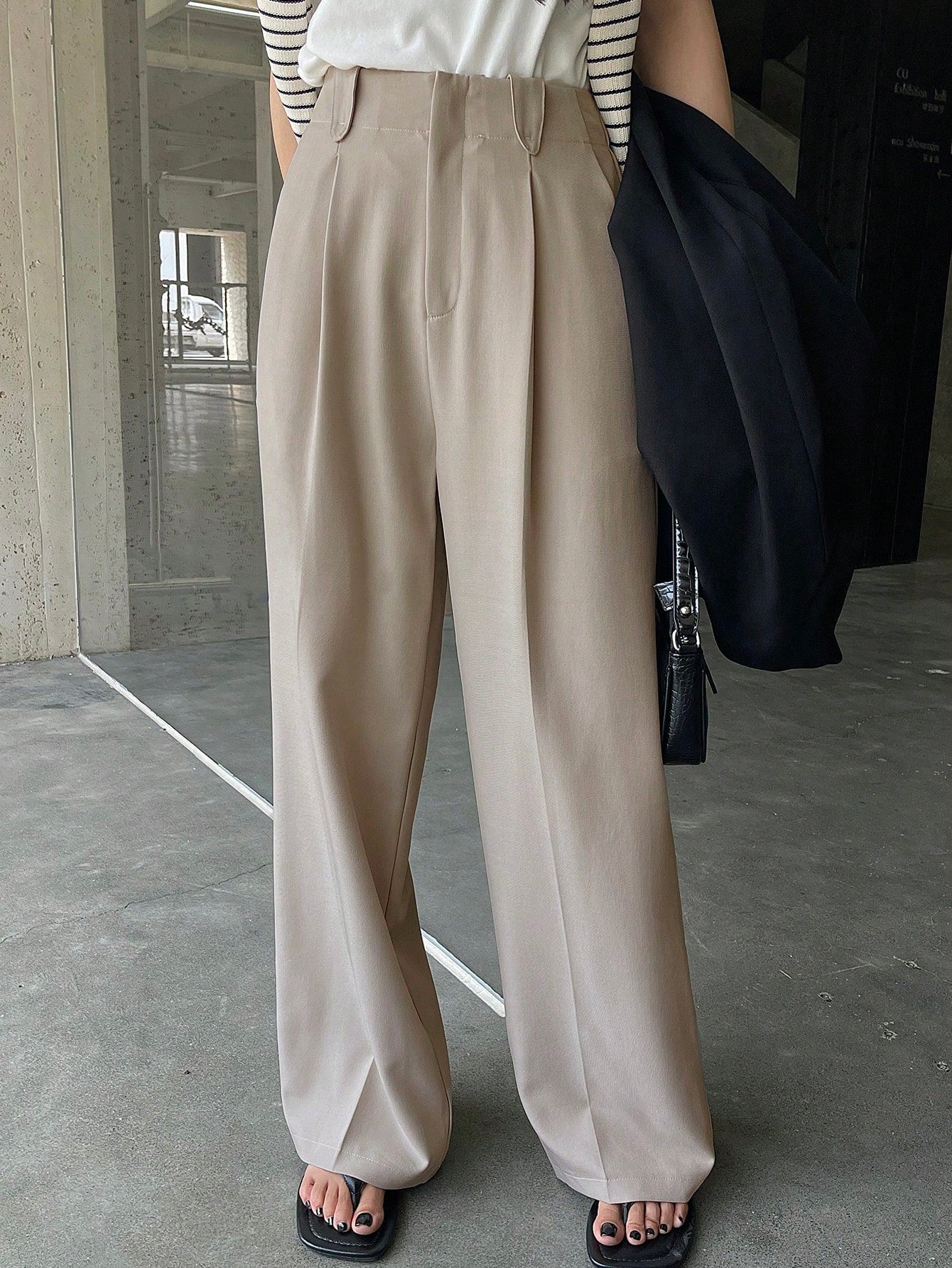Maxct Women Fashion Loose Pure Color Daily Wear All-Match Office Pants