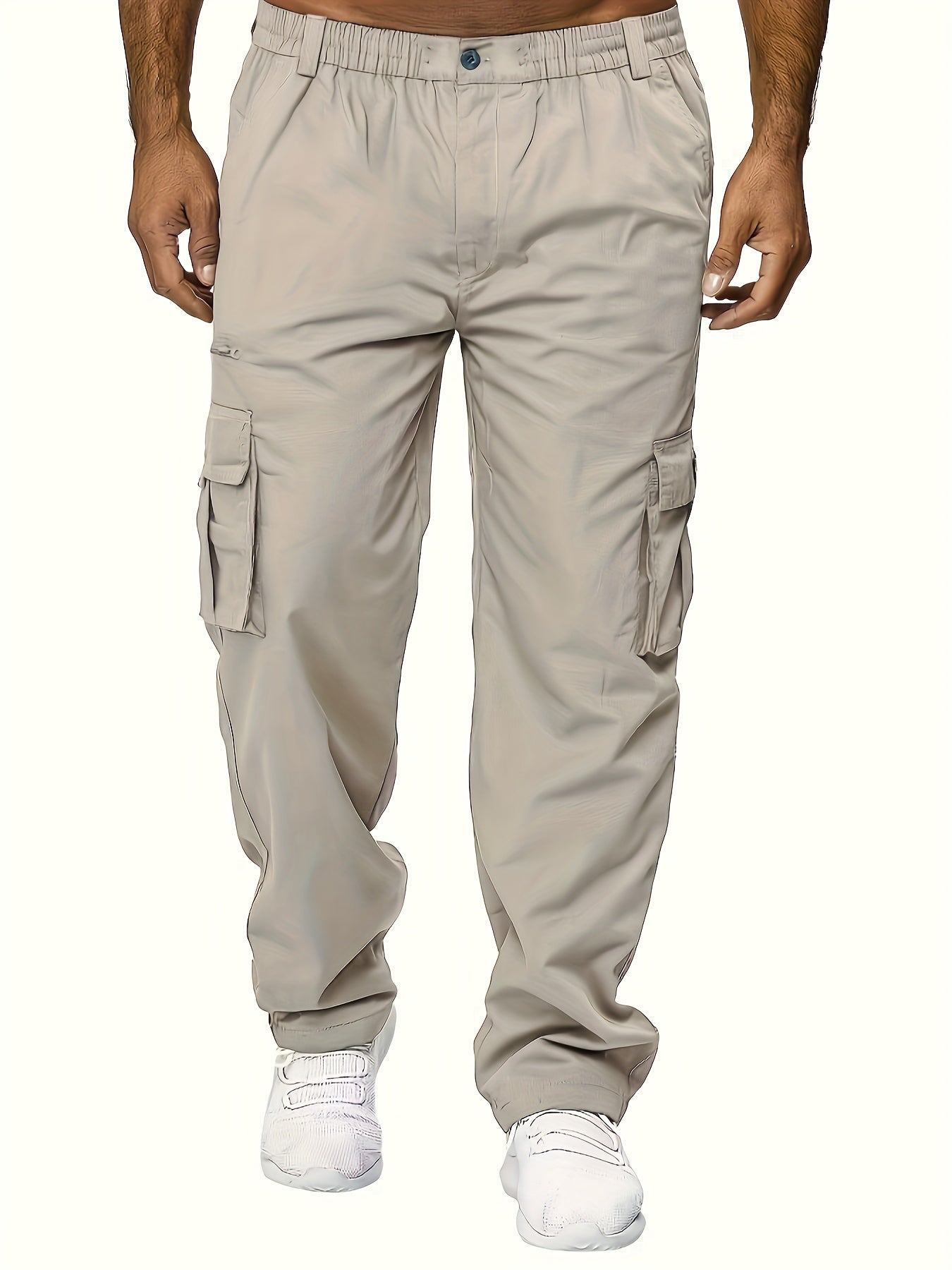 Men's Cargo Pants Casual Loose Fit Straight Leg Pants With Flap Pockets