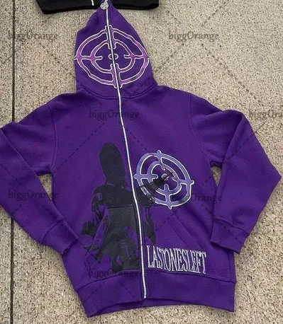 Maxct 90s Streetwear American street fashion jacket target character print oversized sweatshirt women Y2K retro Harajuku casual zipper hoodie men