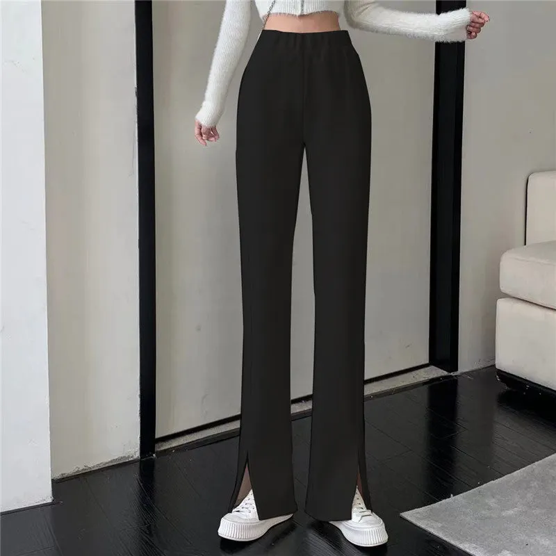 Causual Chic Comfy Velvet Long Wide Leg Gathered Waist Pants Maxct