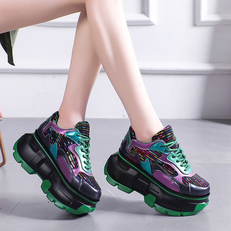 Women Chunky Sneakers - Metallic Bling Maxct