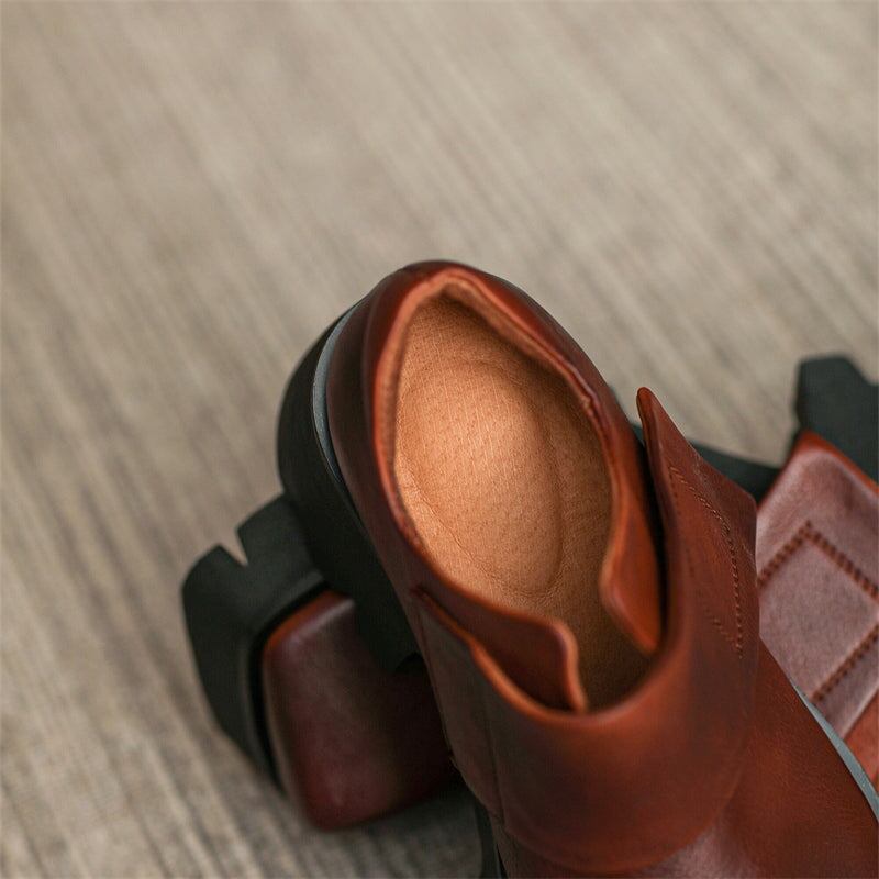 Square Toe Touch-strap Chunky Derby Shoes Maxct