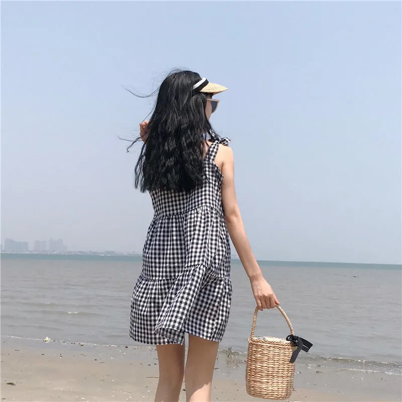 Maxct Sleeveless Dress Women Belt Design All-match Summer A-line Hot Sale Beach-dresses Ulzzang Students Fashion Vestidos Casual