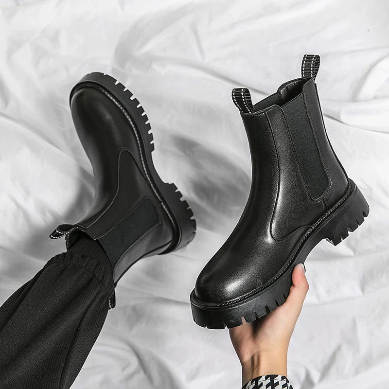 Leather Chelsea Ankle Boots - Easy Slip-On Style for Men Maxct
