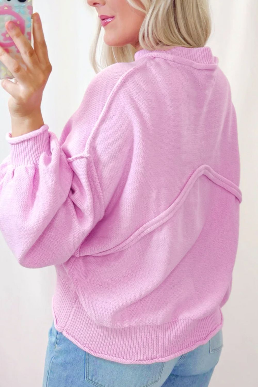 Maxct &Roll Hem Ribbed Detail Drop Shoulder Sweater