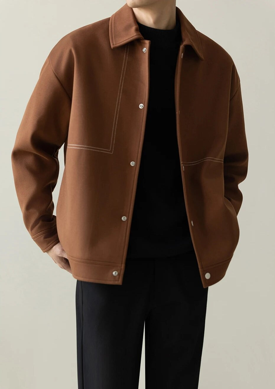 Maxct Contrast Stitch Minimal Jacket