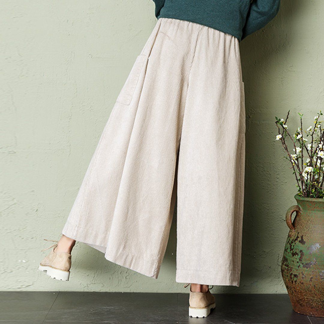 Maxct Autumn Winter Loose Corduroy Wide Leg Pants