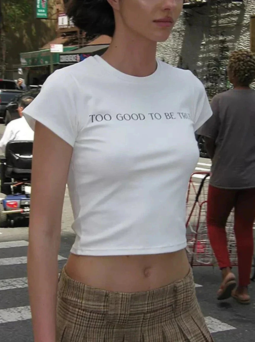 Maxct Kali Aesthetic Letter Print Crop T-Shirt