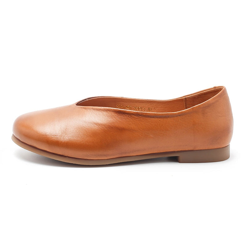 Handmade Genuine Slip Ons Breathable Flats Loafers Black/Beige/Apricot/Brown Maxct