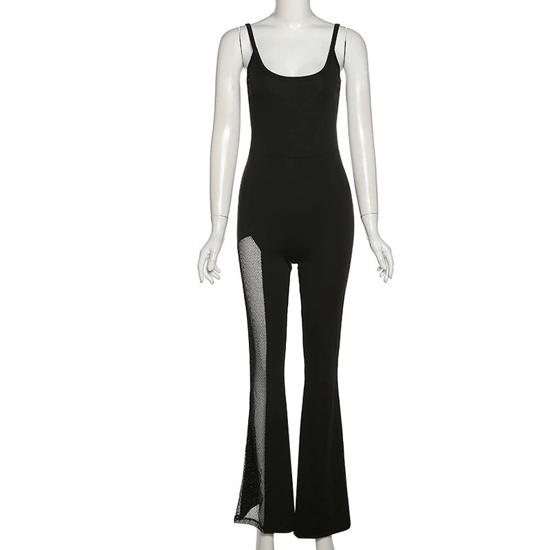 Maxct Show Thin Black High Waist Pants Low-Cut Suspenders
