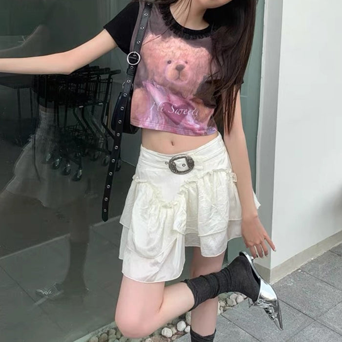 Aesthetic Mini Skirt in White Maxct