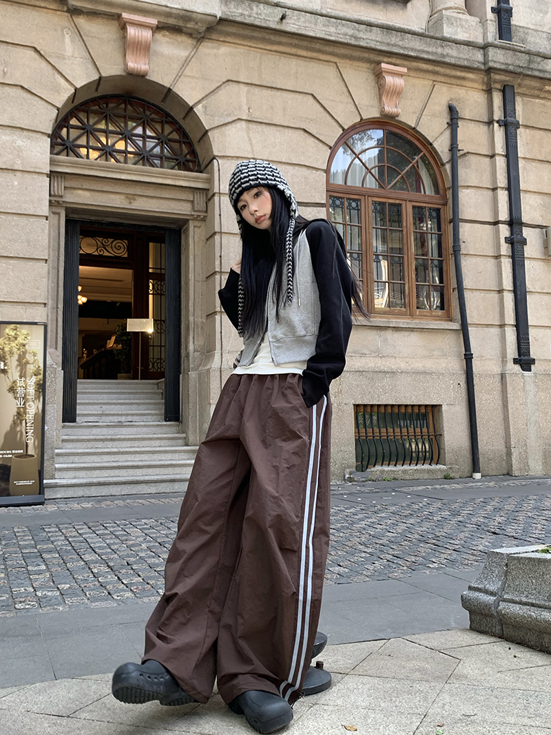 Grey Cropped Hoodies Zip Up Long Sleeve Sweatshirt Cardigan Oversized Autumn Fashion Wide Leg Track Pants Two Piece Sets
