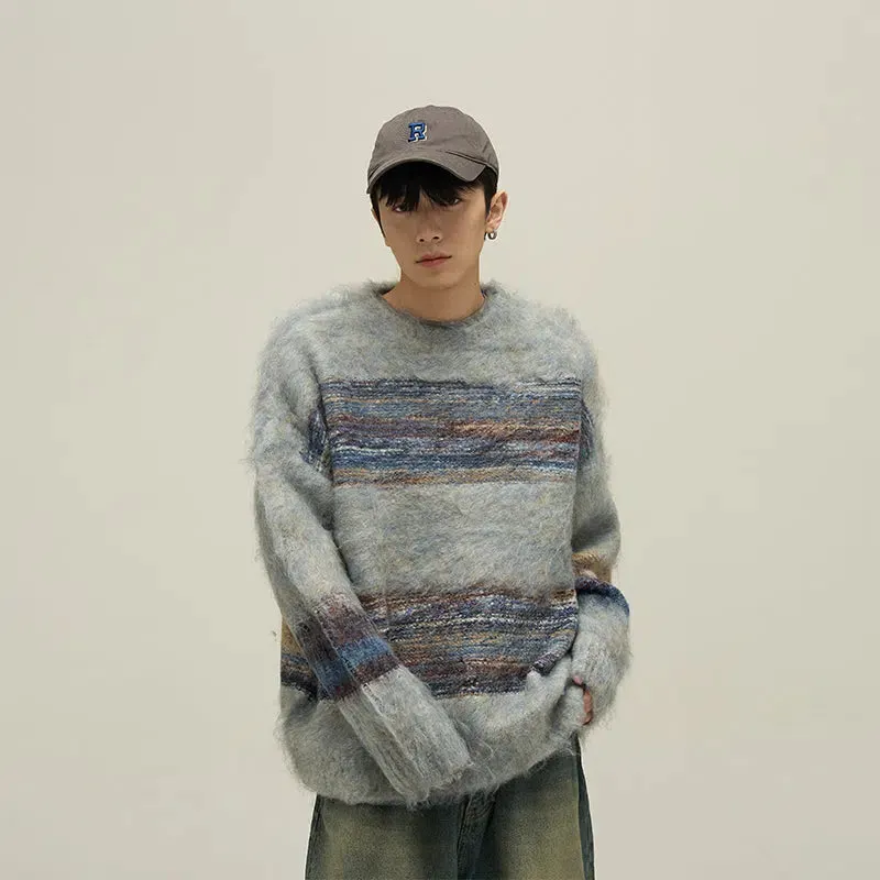 Maxct Striped Mohair Round Neck Sweater