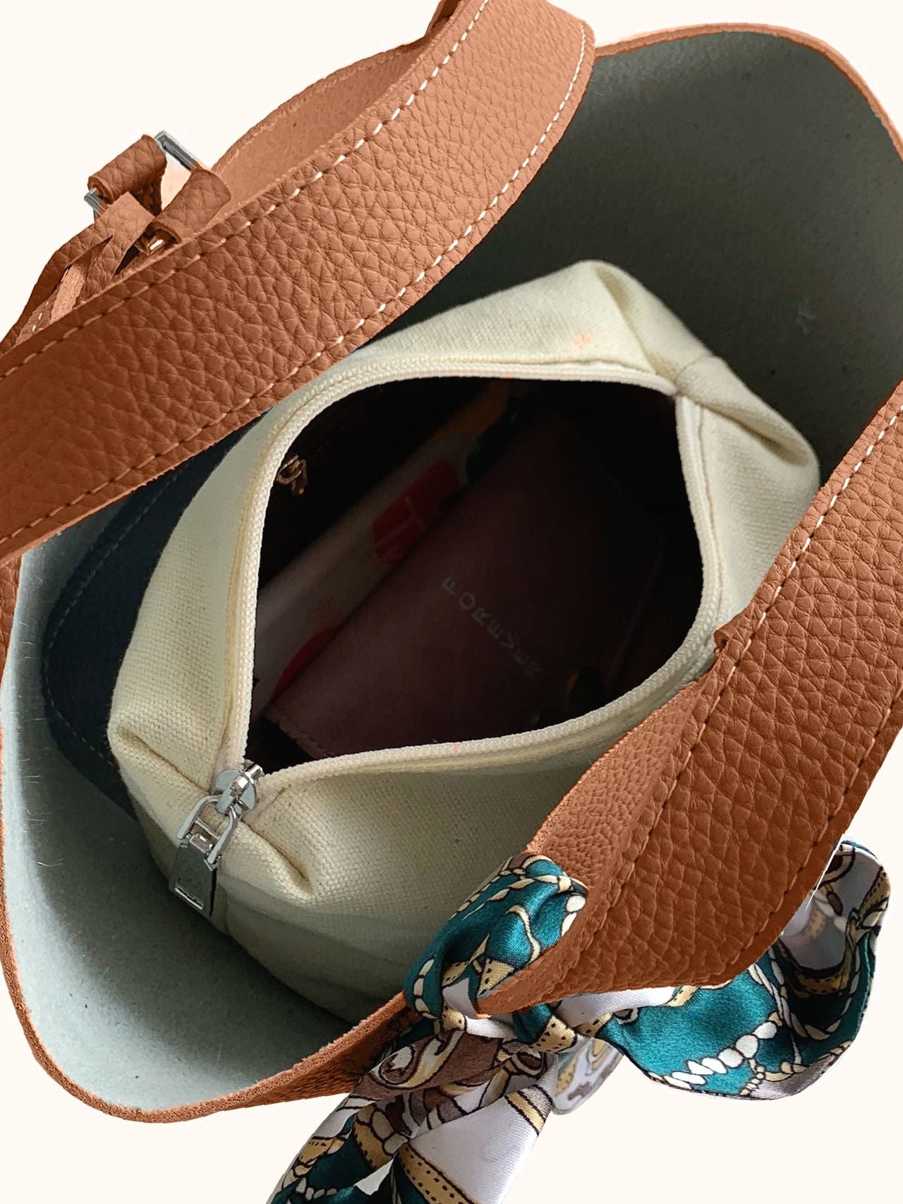 Maxct - Twilly Scarf Decor Bucket Bag with Inner Pouch  - Women Tote Bags