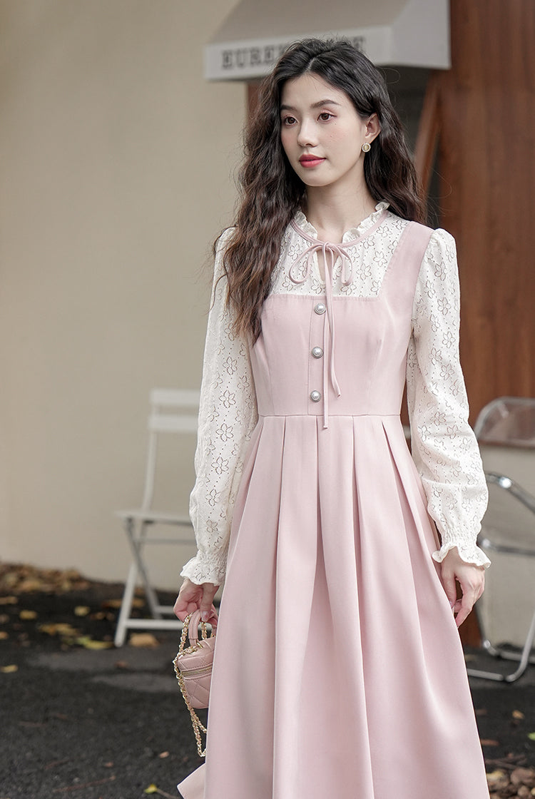 Floral Lace Twofer Midi Dress Maxct