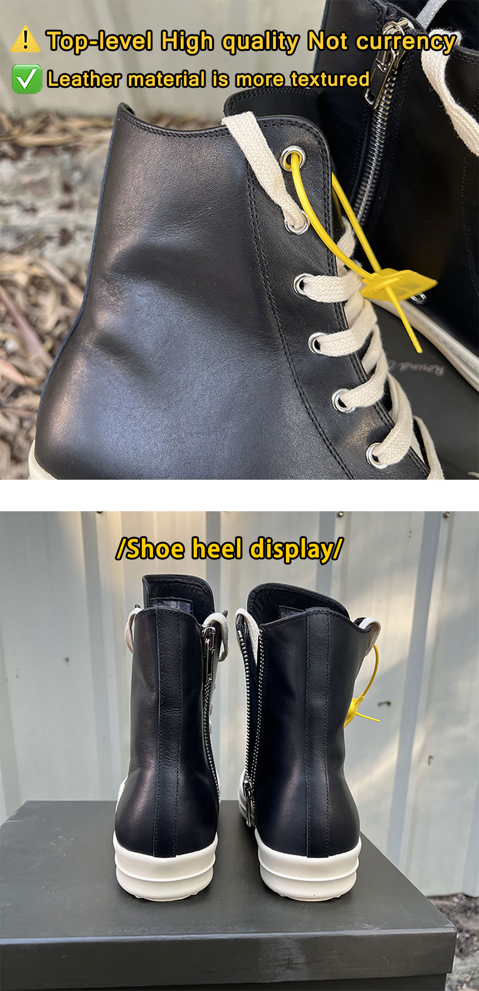 High Top Sneakers- Unisex Motorcycle Zip Boots