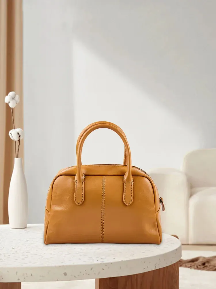 Maxct Women's Shoulder Bag Fashion First Layer Leather Bowling Bag Luxury Messenger Bag