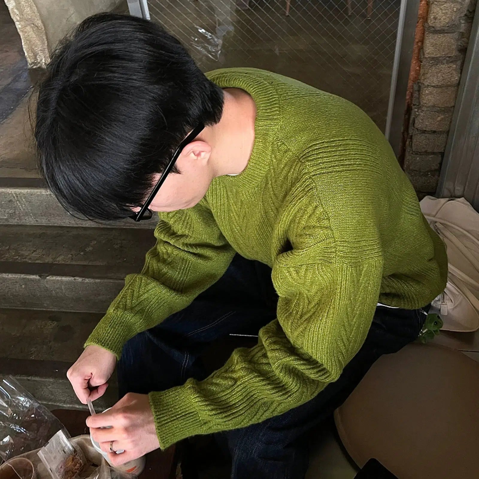 Maxct Green Round Neck Sweater