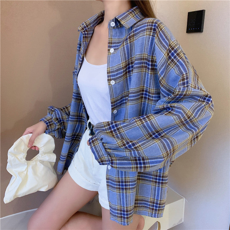 Maxct Vintage Plaid Oversized Loose Blouse