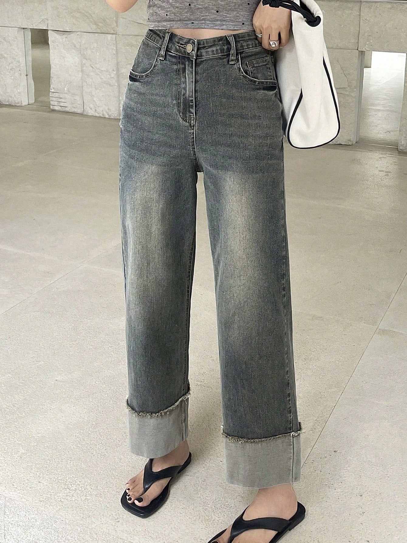 Maxct Women Loose-Fit Straight-Leg Denim Pants With Pockets For Daily Casual Wear