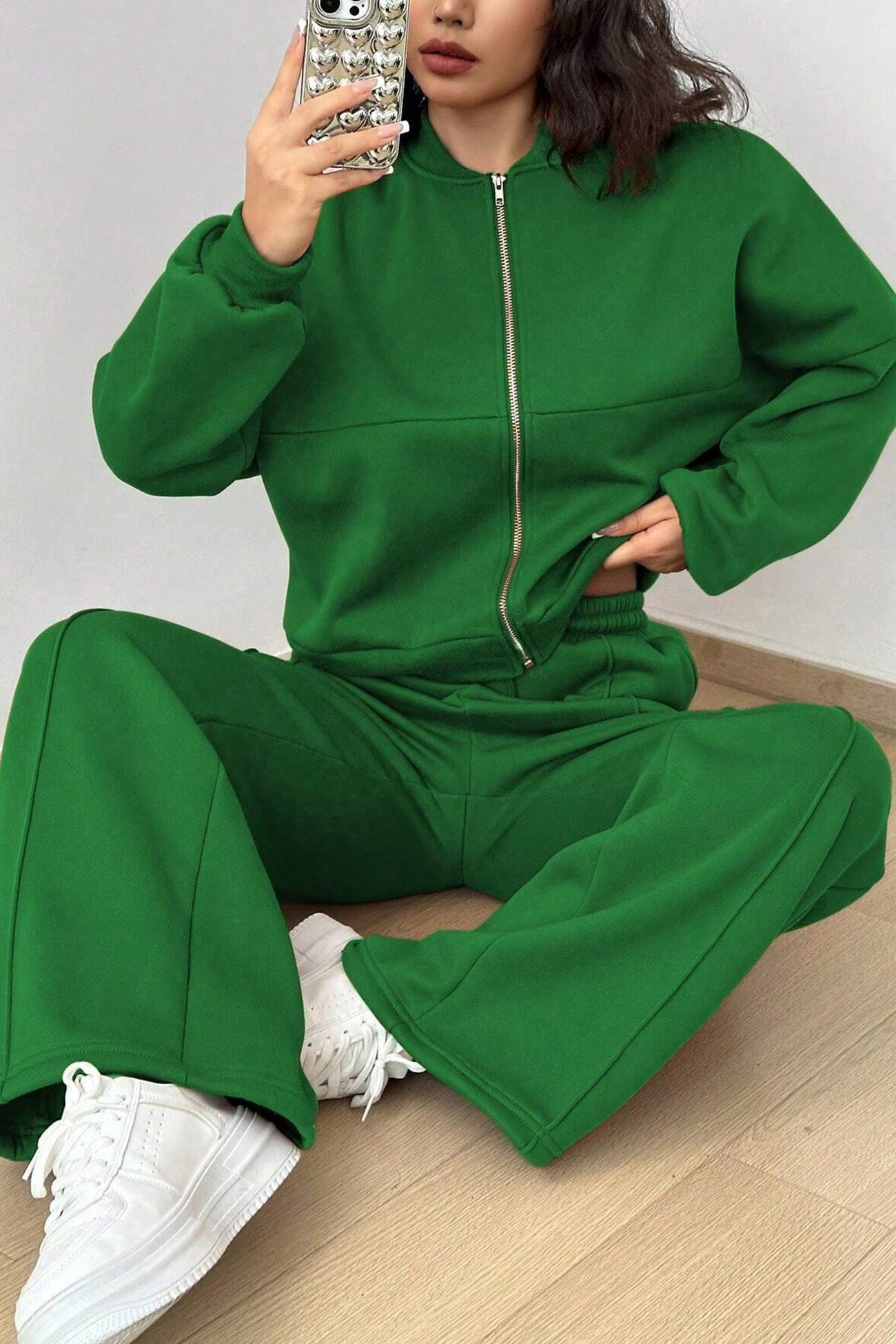 Maxct Zip-up Collarless?Cardigan Pants Set
