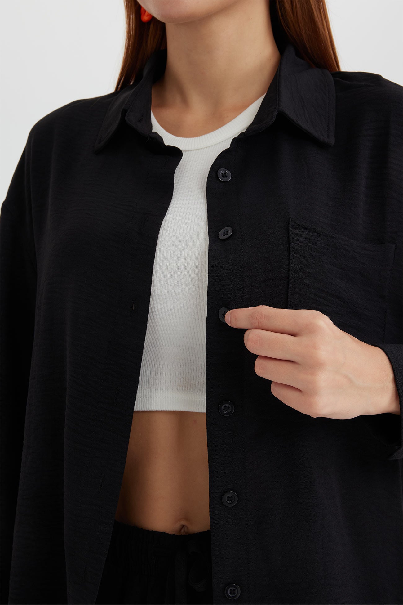 Maxct Long Sleeve Solid Color Shirt Long Pants Set - Image 48