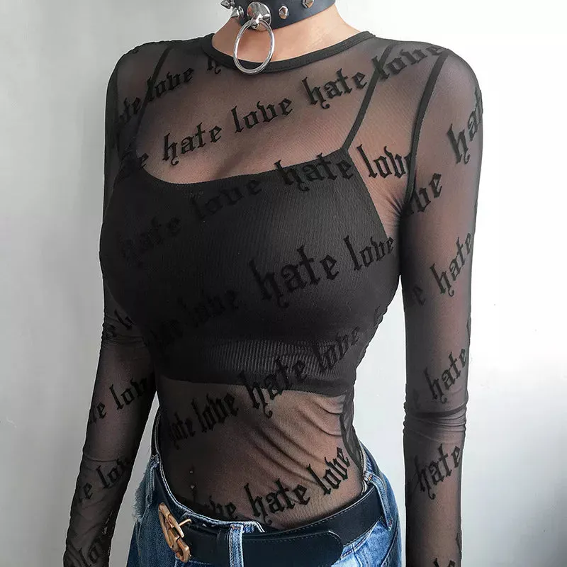 Maxct &Baddie Love Hate Sheer Mesh Top