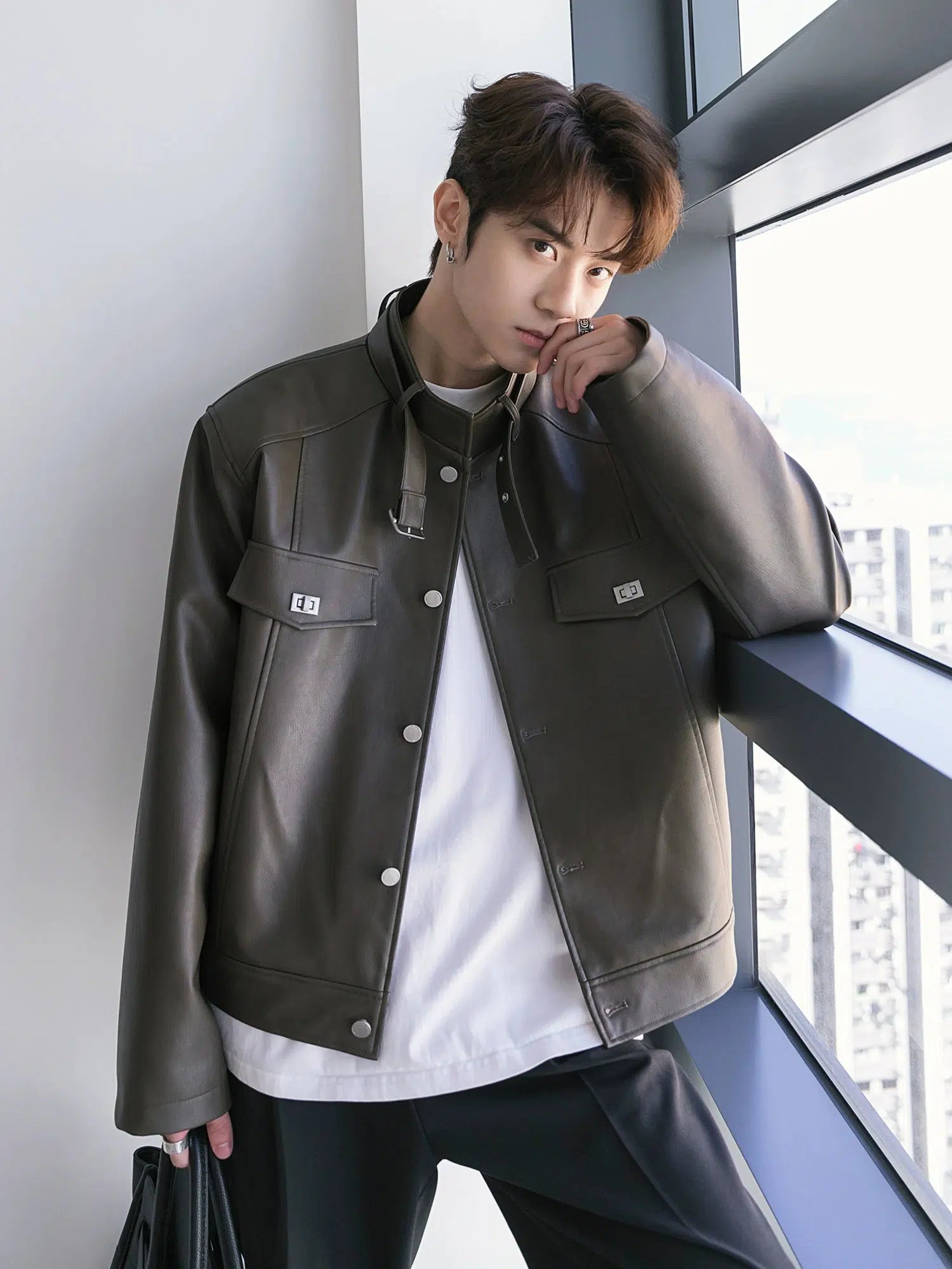 Maxct Dark Brown Leather Motorcycle Jacket