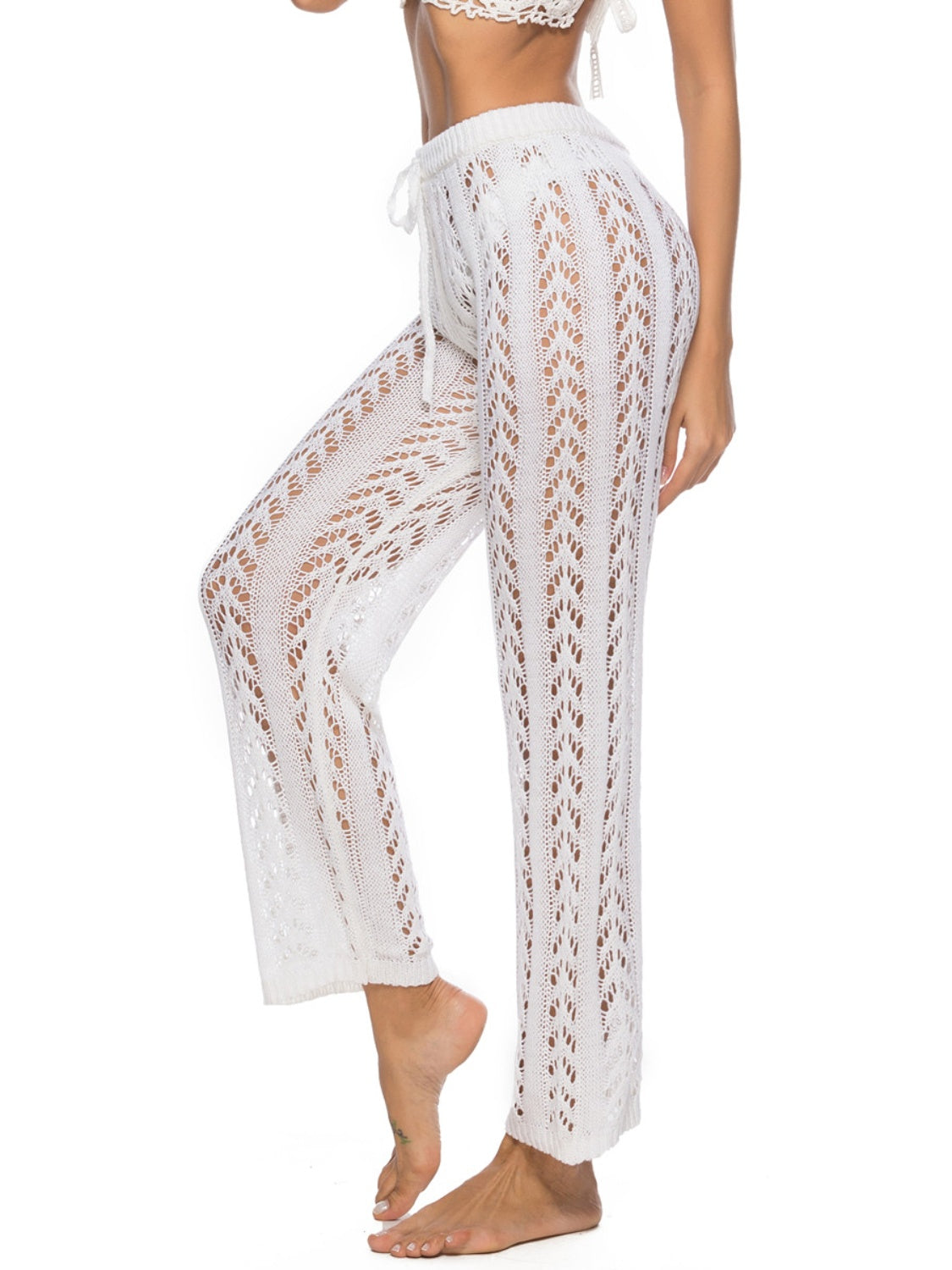 Maxct &Cutout Drawstring High Waist Swim Pants