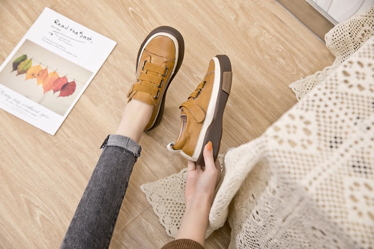 Hook & Loop Leather Sneakers for Women