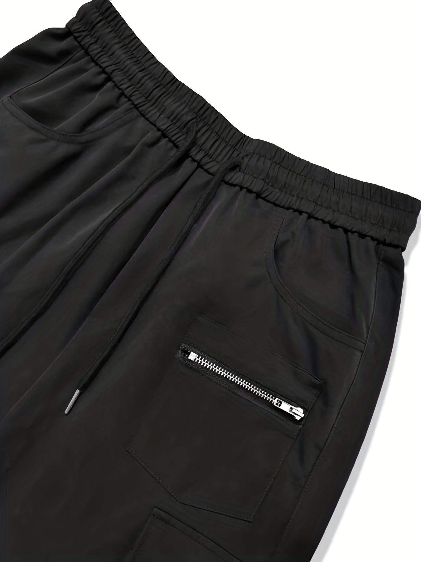 Men's Casual Cargo Pants, Regular Multi Pocket Waist Drawstring Work Pants For Outdoor Activities