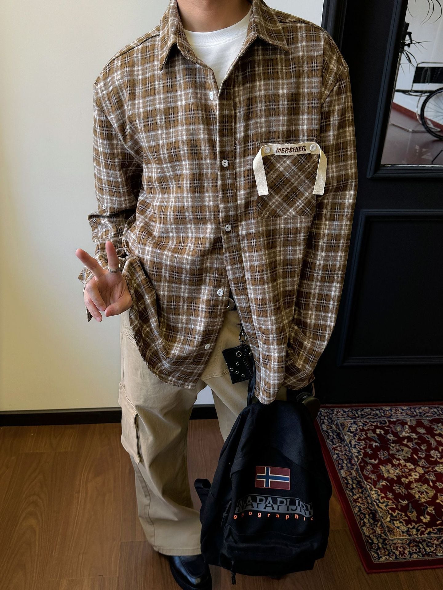 Maxct 90s Streetwear American Style Retro Niche Pocket Design Plaid Shirt Men's Spring And Summer New Loose Casual All-match Jacket Top - Image 9