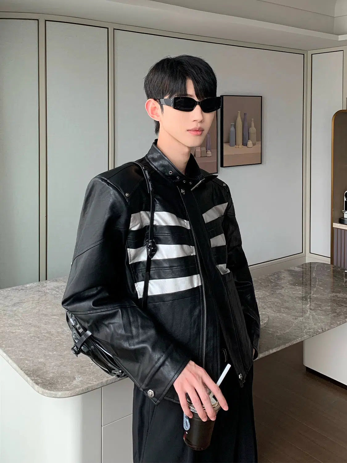 Maxct Motorcycle Shoulder Pad PU Leather Jacket