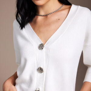 Maxct-Fall Casual Outfits Flower-Button V-Neck Cardigan